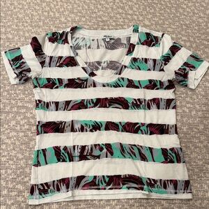 Kenzo Women's Short Sleeve Striped Top - Black, , Pink, Gray, Green, size Small